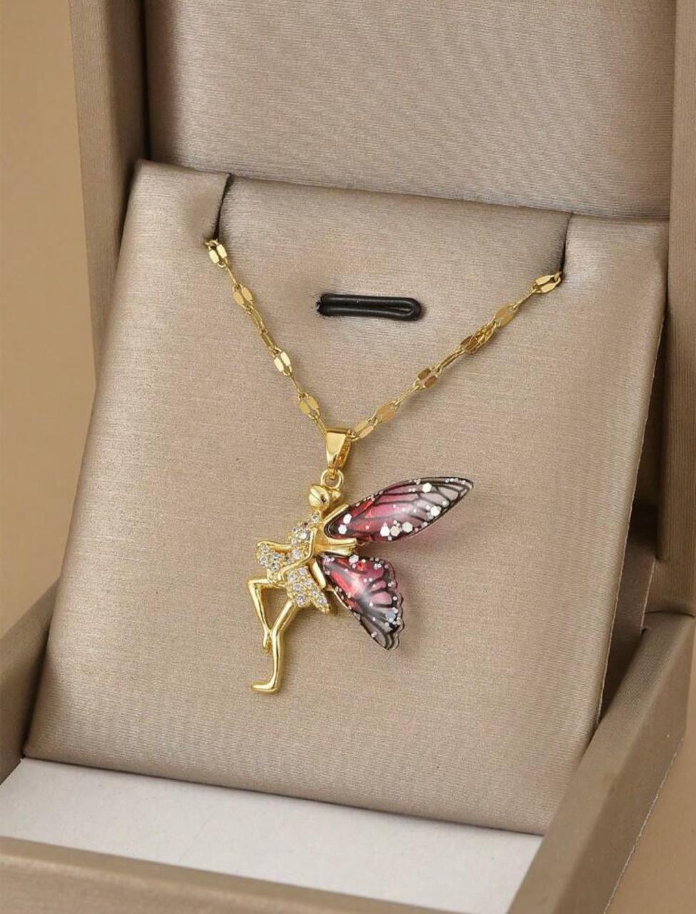 Fairy Butterfly Wing Pendant Necklace for Women