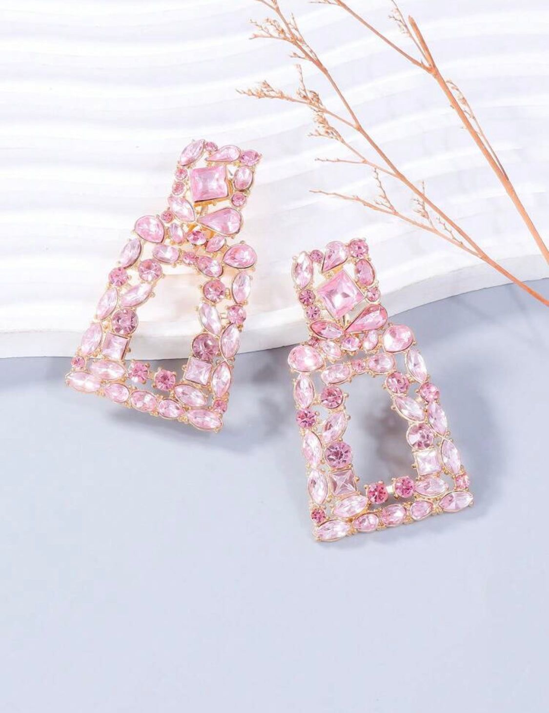 Crystal Geometric Drop Earrings for Women