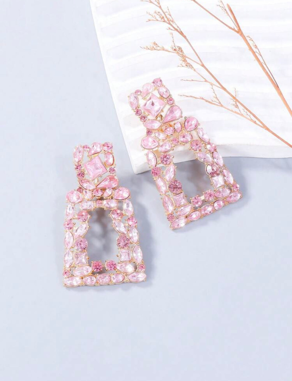 Crystal Geometric Drop Earrings for Women
