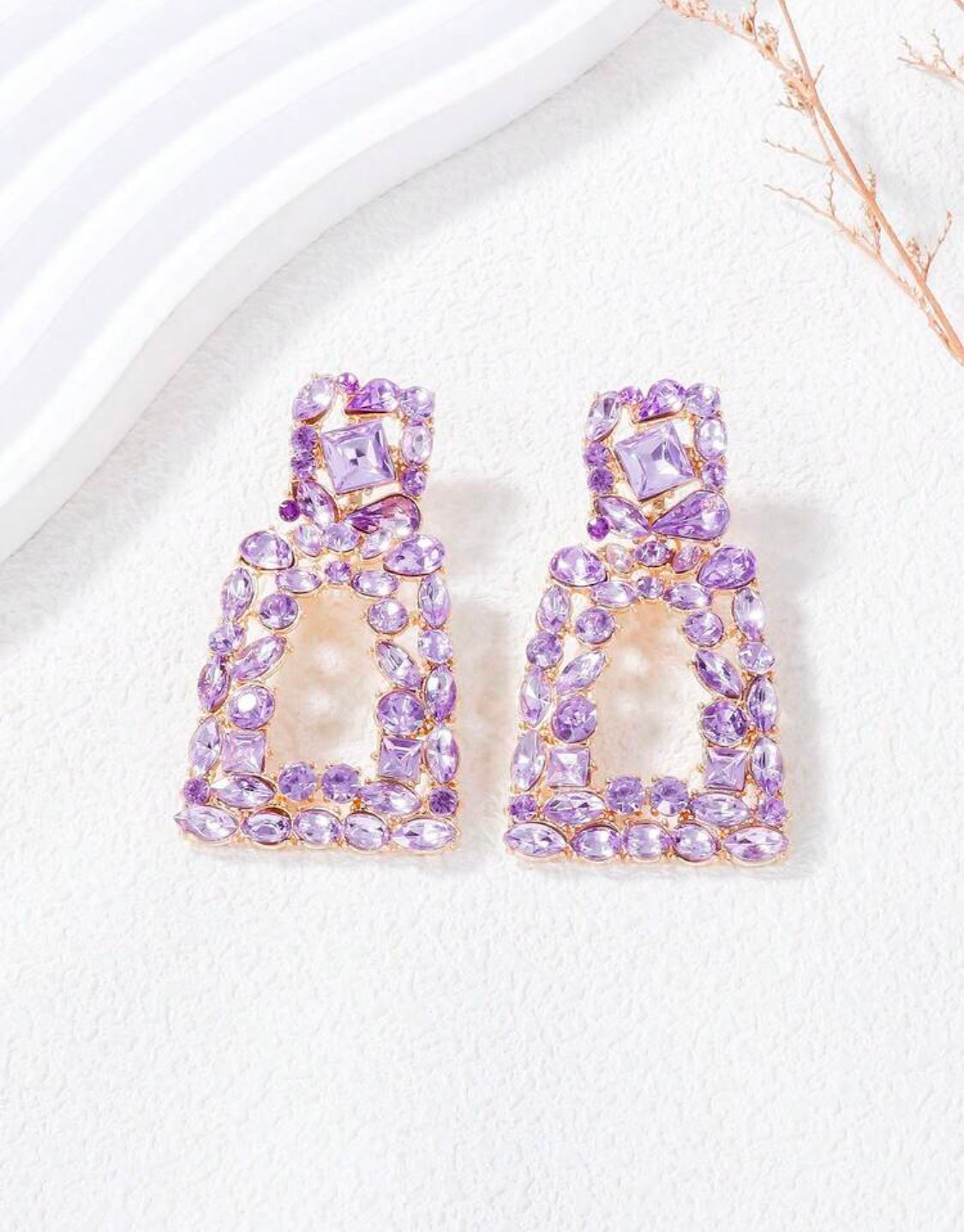 Crystal Geometric Drop Earrings for Women