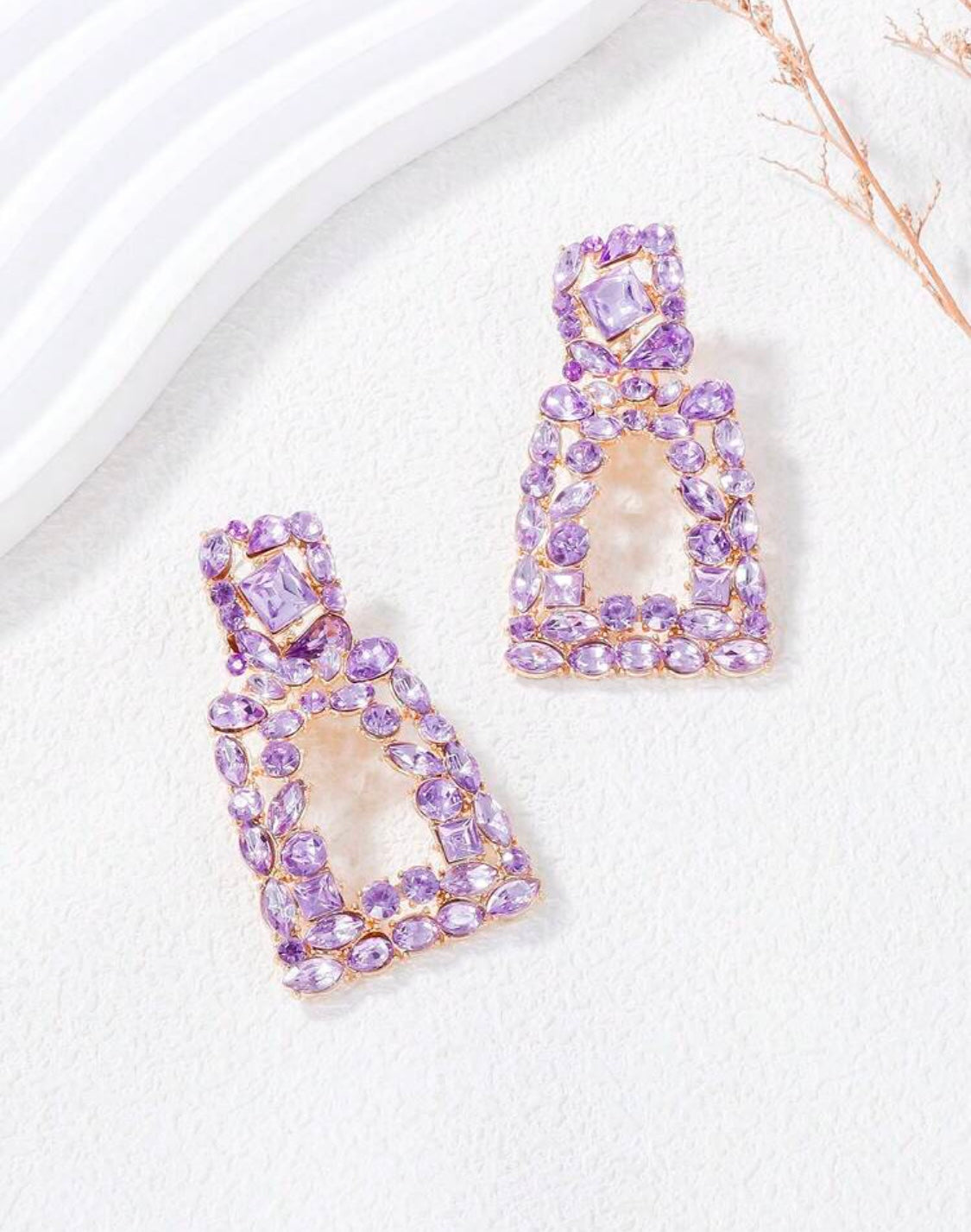 Crystal Geometric Drop Earrings for Women