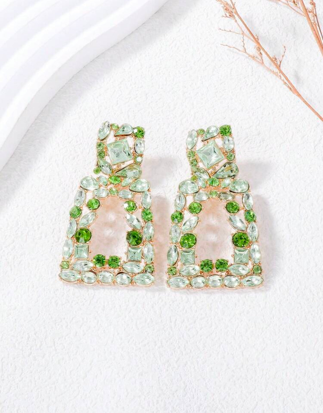 Crystal Geometric Drop Earrings for Women
