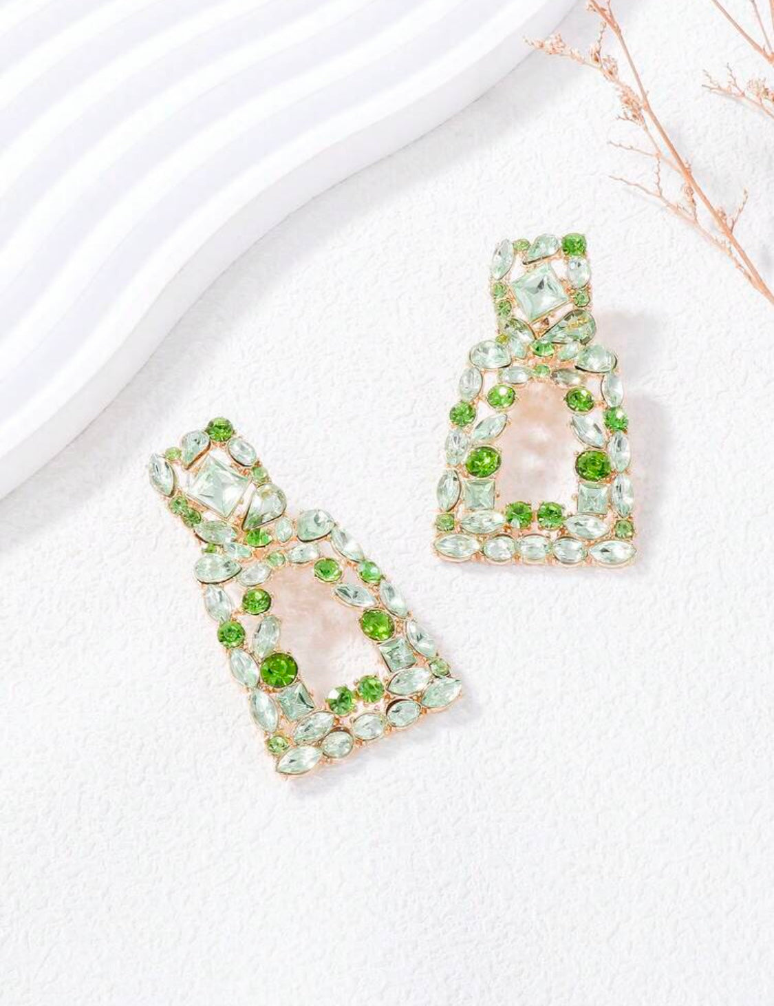 Crystal Geometric Drop Earrings for Women