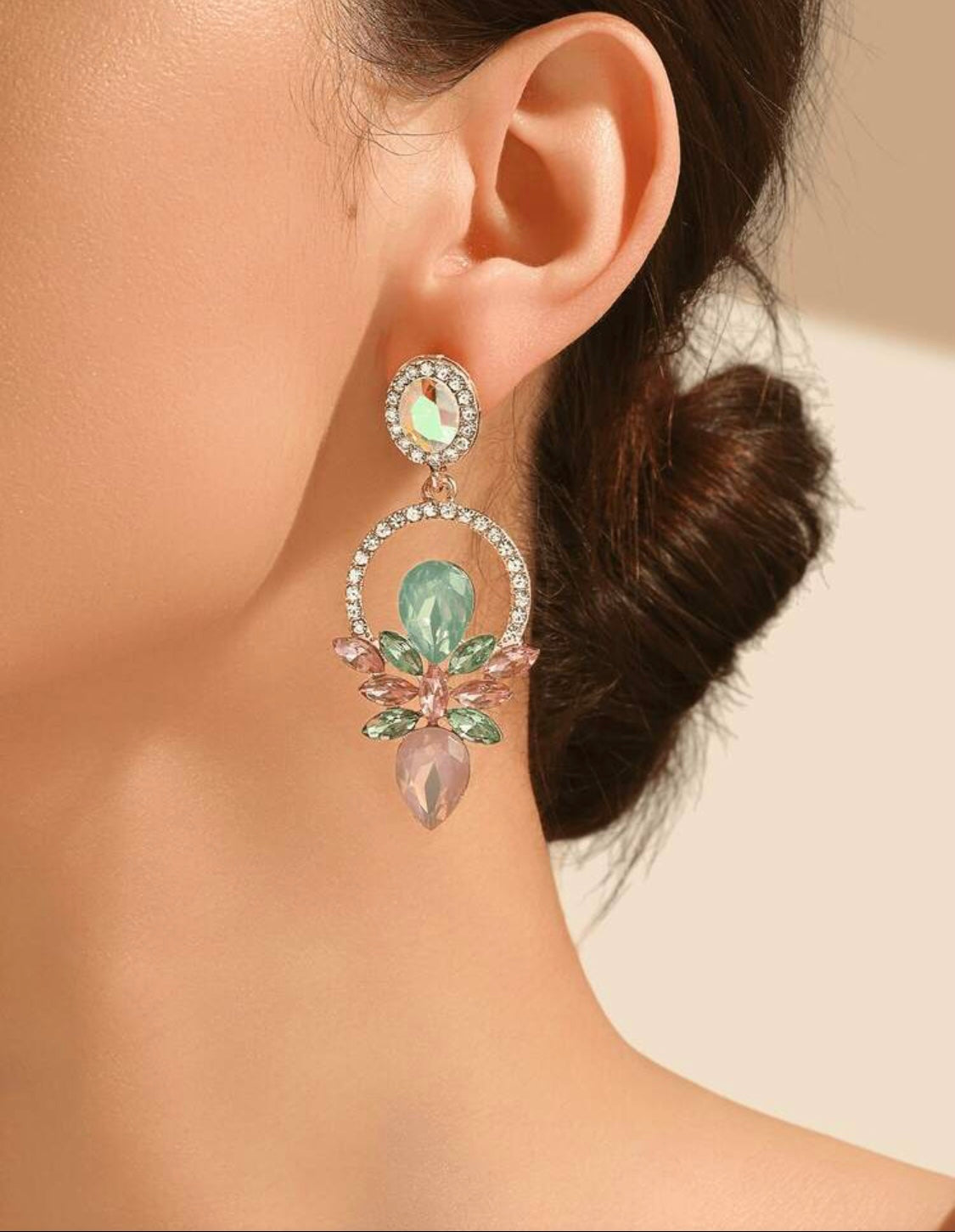 Pastel Crystal Drop Earrings for Women