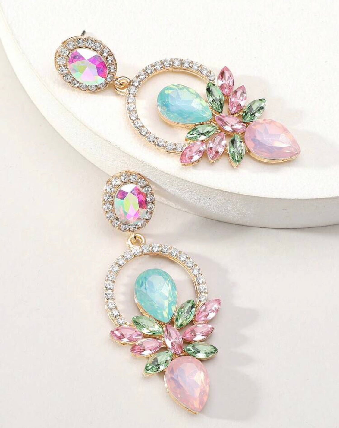 Pastel Crystal Drop Earrings for Women