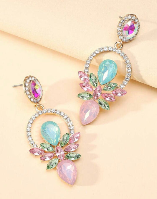 Pastel Crystal Drop Earrings for Women