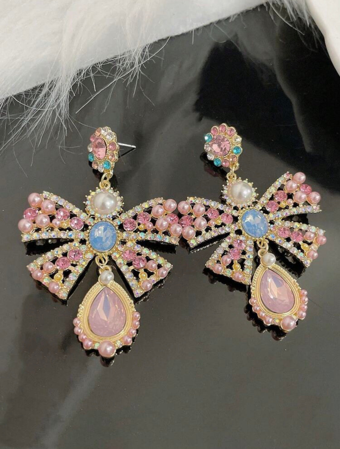 Pink Bow Earrings