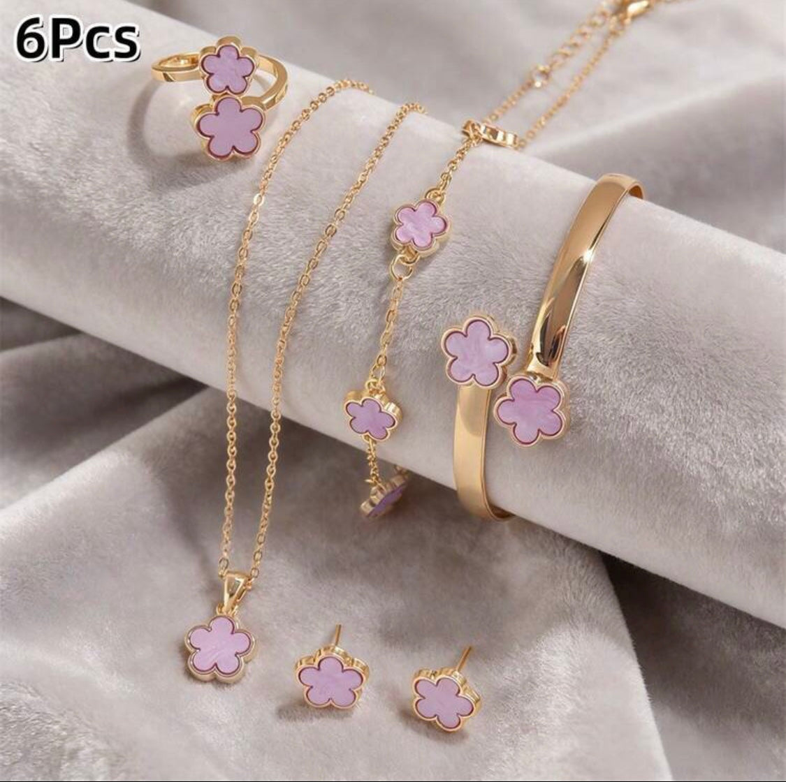 6 Pcs Flower Jewelry Set for Women