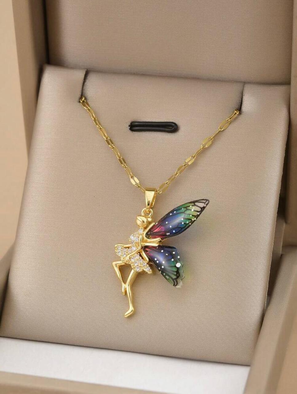 Fairy Butterfly Wing Pendant Necklace for Women