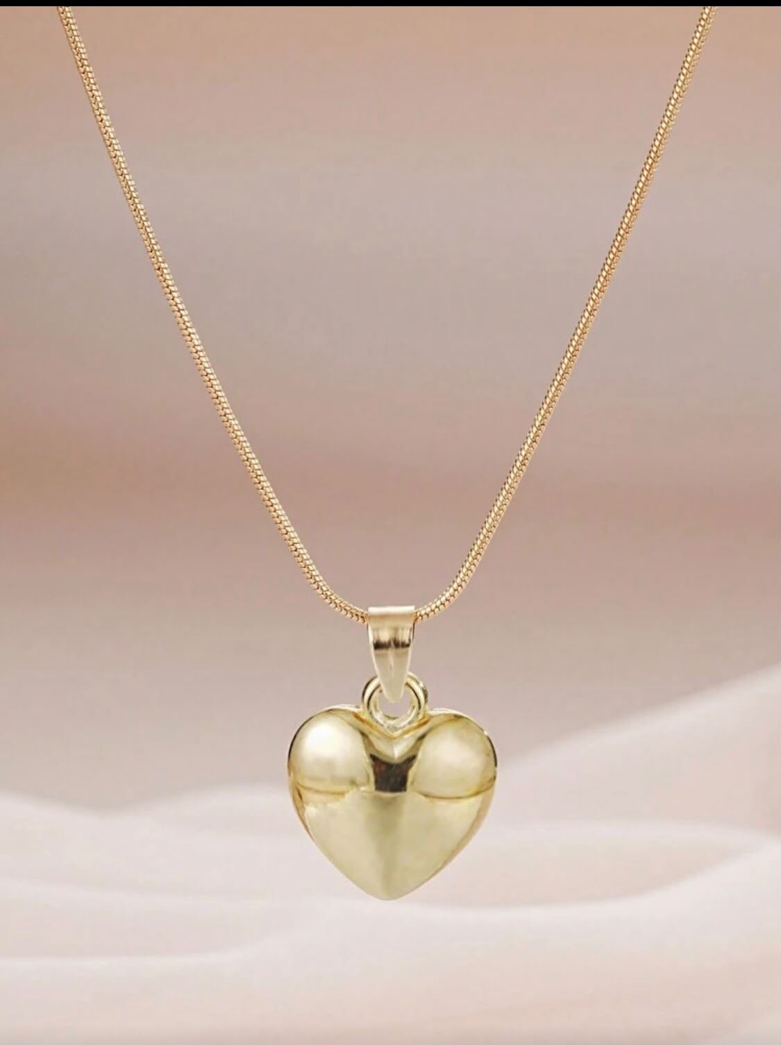 Gold Heart Necklace & Earrings Set