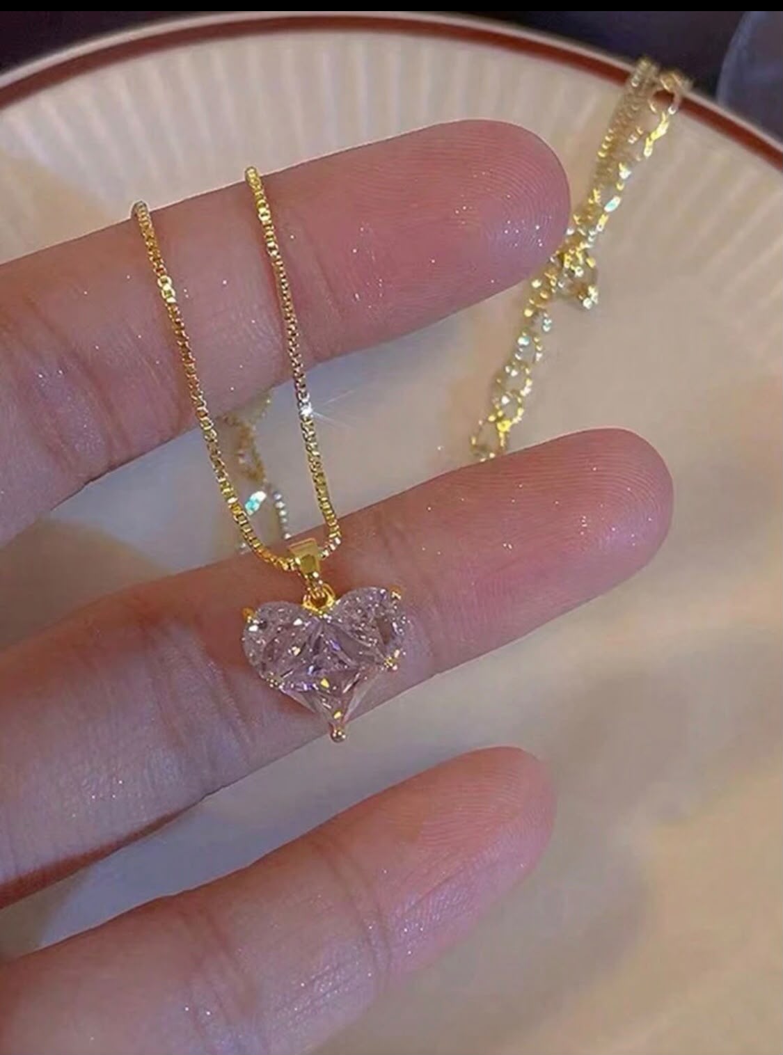 Heart Crystal Pendant Necklace & Earrings Set
