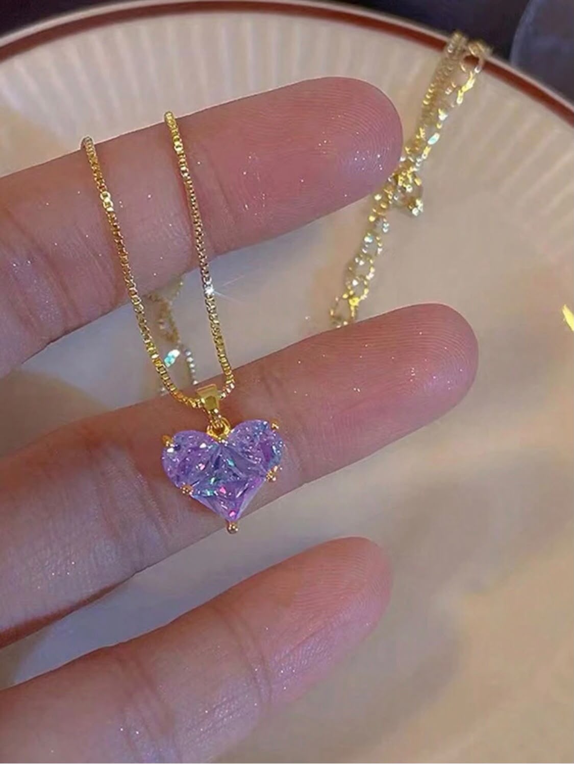 Heart Crystal Pendant Necklace & Earrings Set