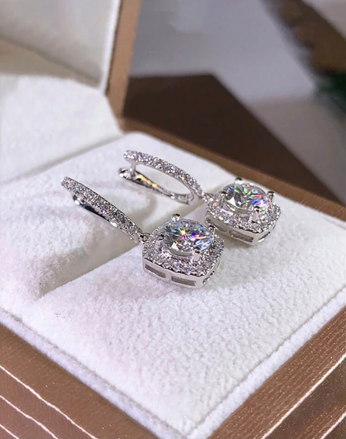 Crystal Halo Drop Earrings