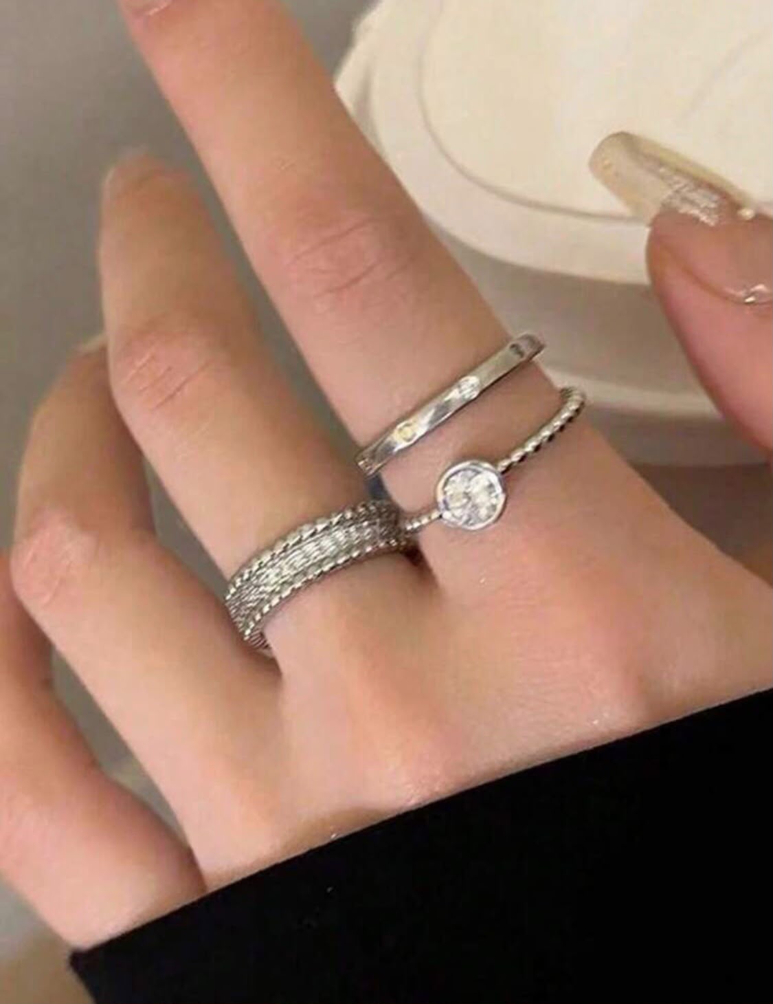 Stackable Bezel Ring Set – 3-Piece