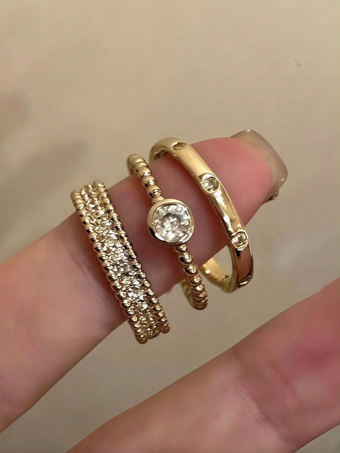 Stackable Bezel Ring Set – 3-Piece