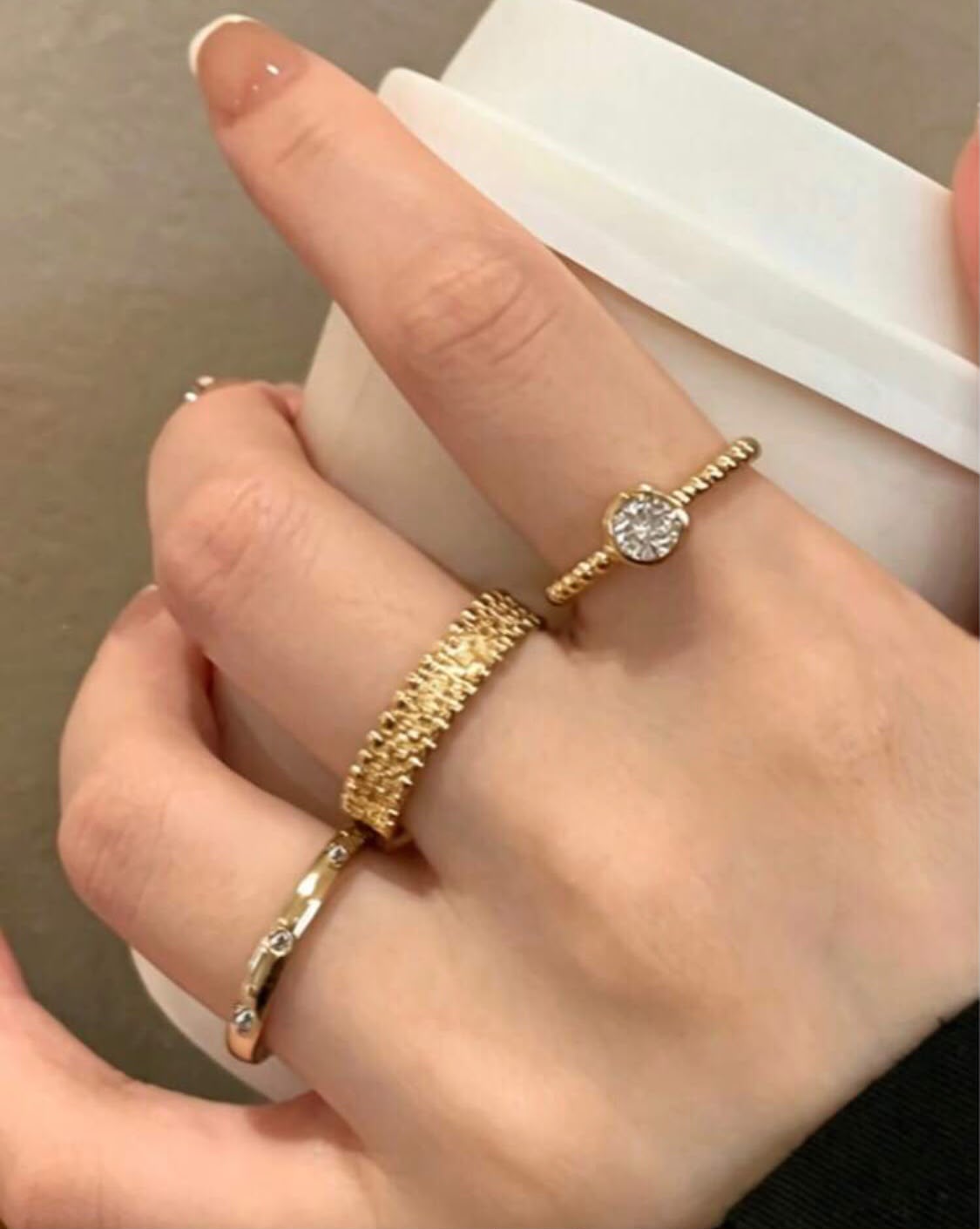 Stackable Bezel Ring Set – 3-Piece