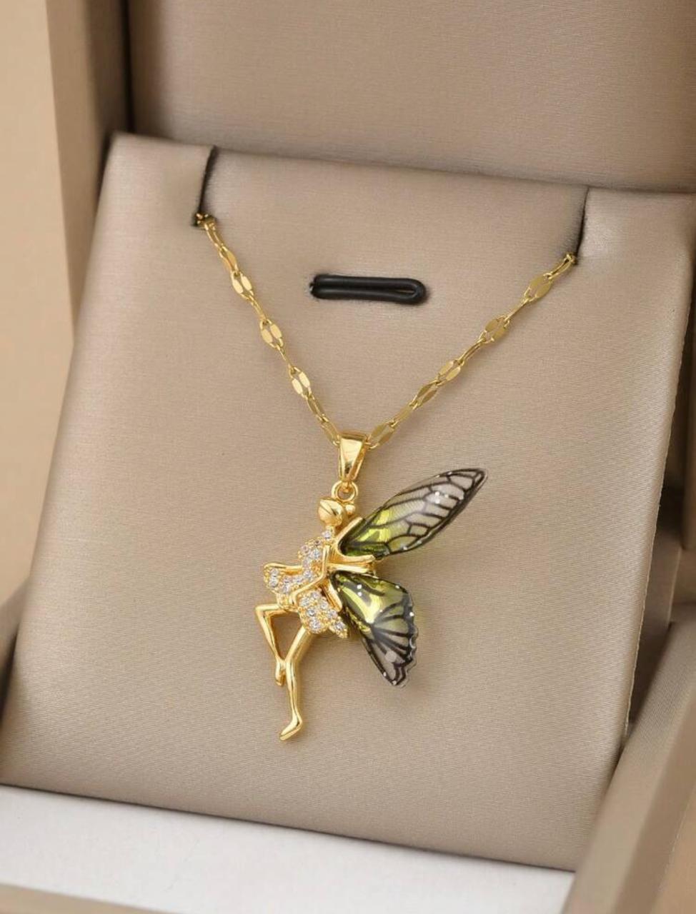Fairy Butterfly Wing Pendant Necklace for Women