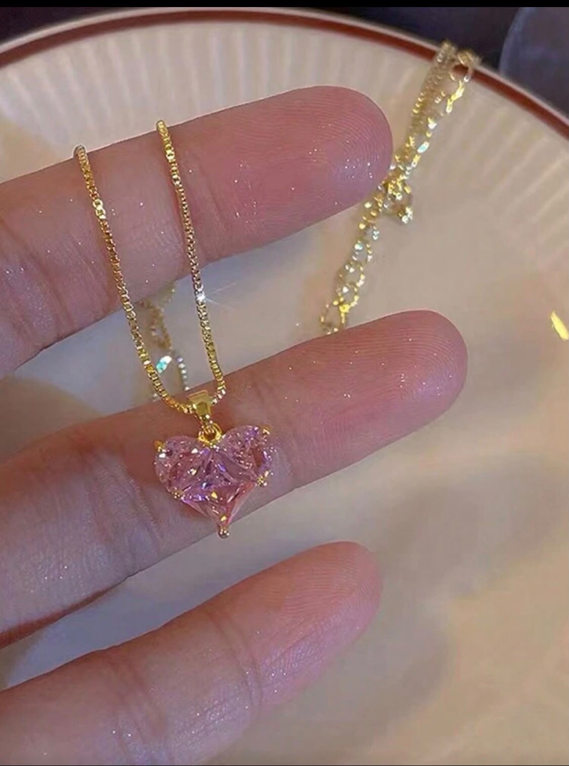Heart Crystal Pendant Necklace & Earrings Set