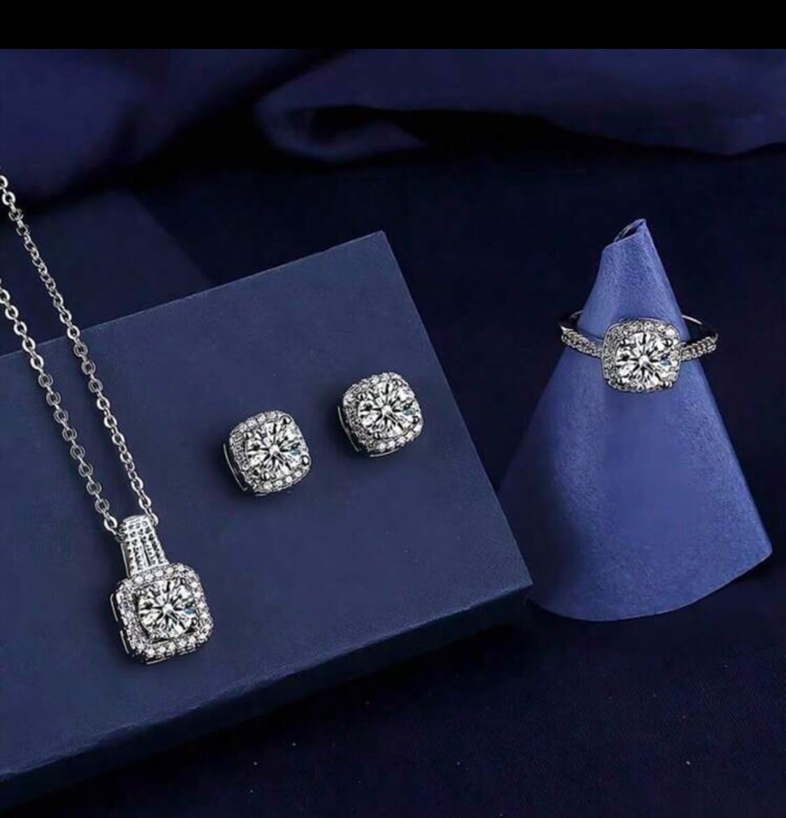 Diamond Halo Jewelry Set
